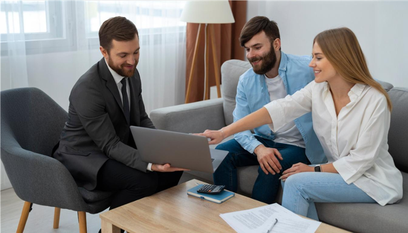couple meeting with agent 